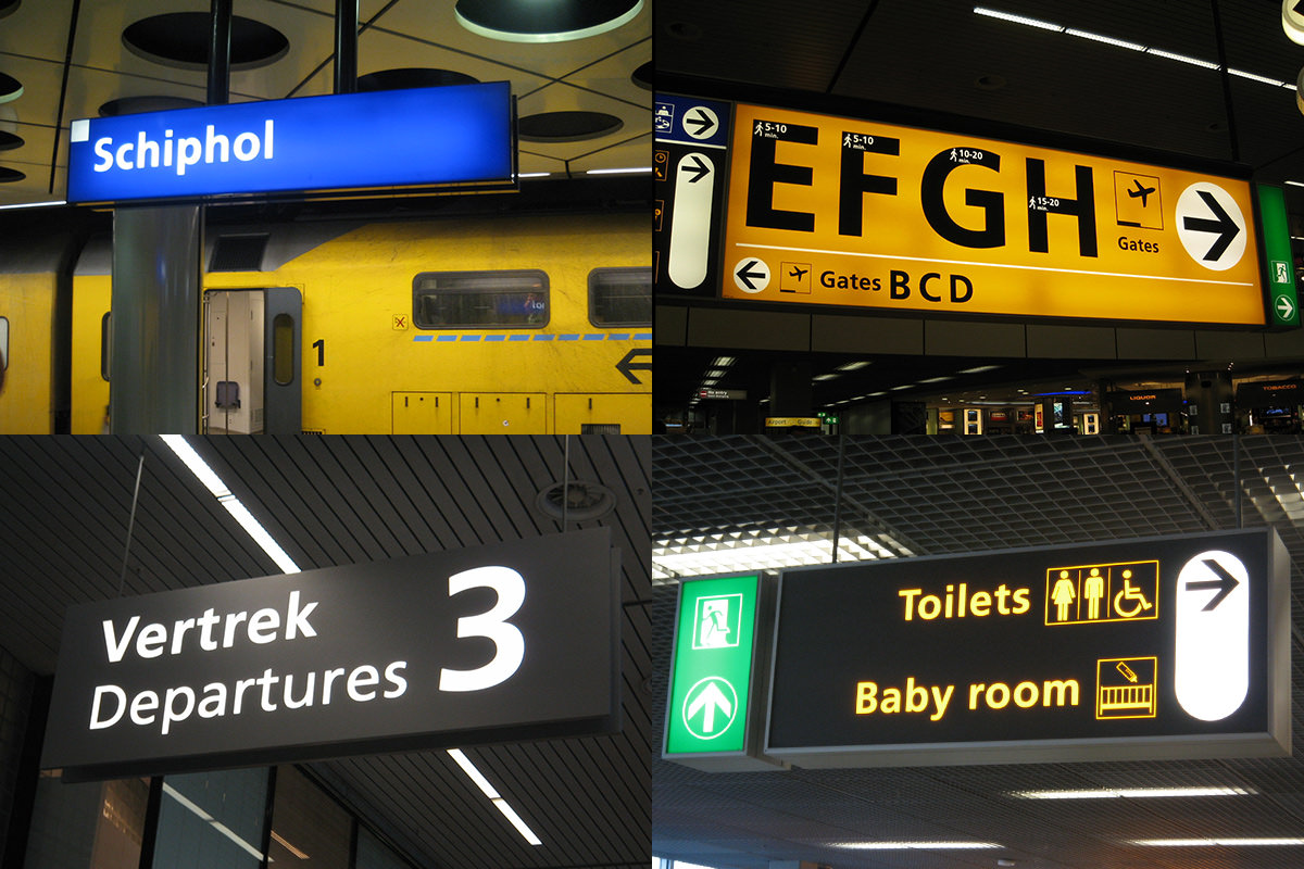 オランダ旅行で撮影したスキポール空港や駅の案内看板集1